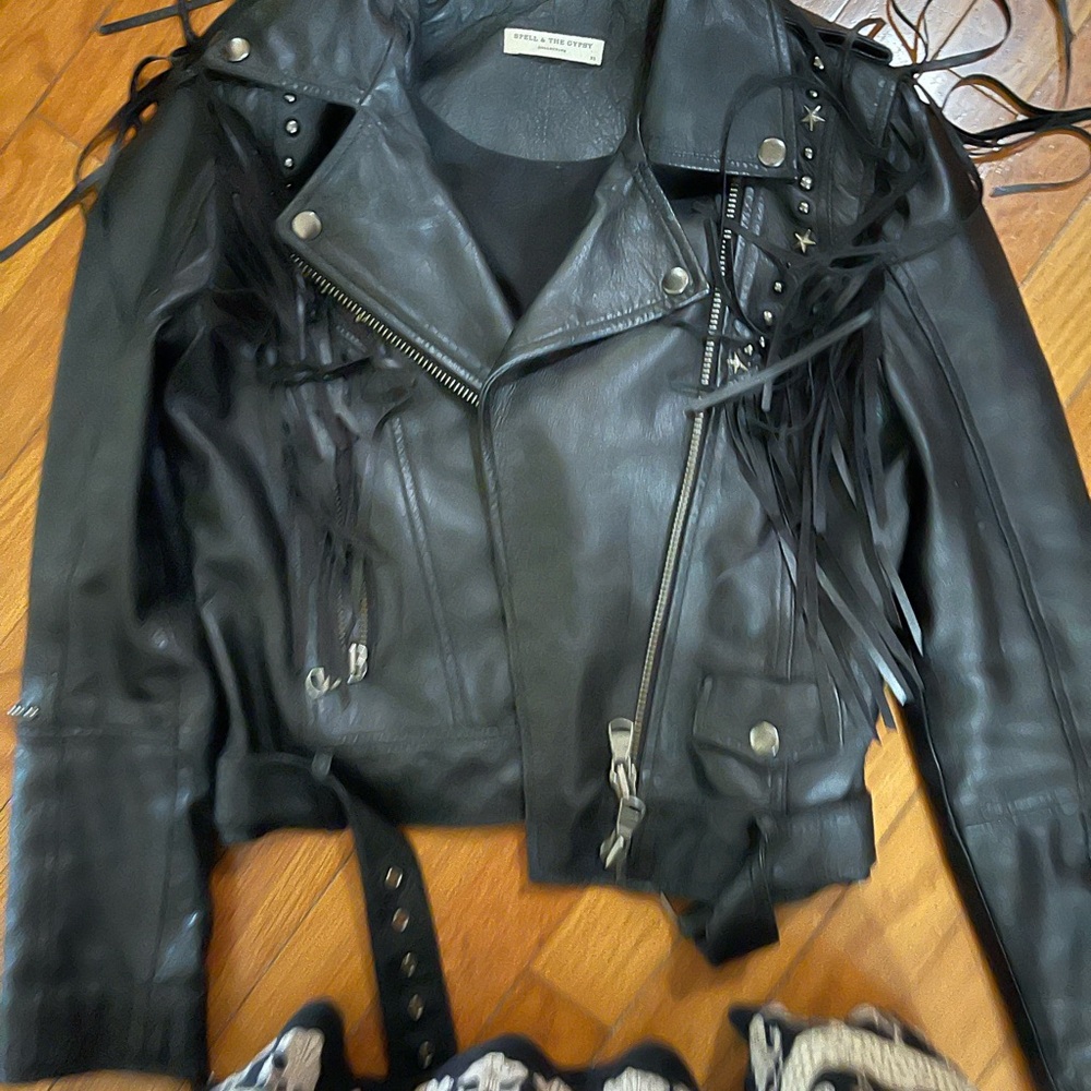 Spell Teadora Fringed Black Leather Moto Jacket - Women - Picture 2 of 6